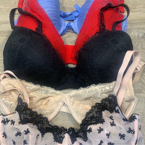 Victoria Secret Bundle 5 Variety Bras Unlined Demi No Wire Lace Plunge Racerback - Picture 4 of 16